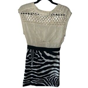Free People Dress Womens XS Mini Studded zebra lattice y2k whimsigoth babydoll